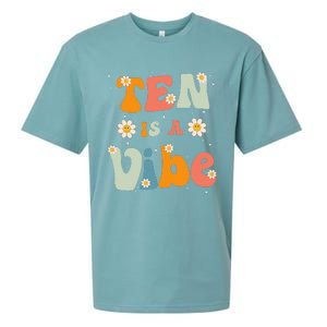 Ten Is A Vibe 10th Birthday Party 10 Ten Year Old Decor Sueded Cloud Jersey T-Shirt