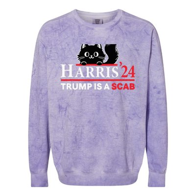 Trump Is A Scab Vote Harris Funny Harris Kamala Trump Colorblast Crewneck Sweatshirt