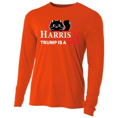 Trump Is A Scab Vote Harris Funny Harris Kamala Trump Cooling Performance Long Sleeve Crew