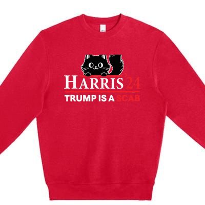 Trump Is A Scab Vote Harris Funny Harris Kamala Trump Premium Crewneck Sweatshirt