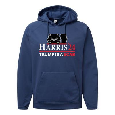 Trump Is A Scab Vote Harris Funny Harris Kamala Trump Performance Fleece Hoodie