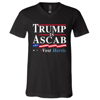 Trump Is A Scab Vote Harris Walz 2024 V-Neck T-Shirt