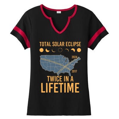 Twice In A Lifetime Solar Eclipse 2024 Total Eclipse Ladies Halftime Notch Neck Tee