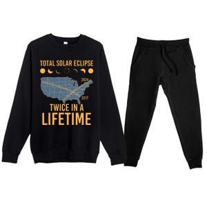 Twice In A Lifetime Solar Eclipse 2024 Total Eclipse Premium Crewneck Sweatsuit Set