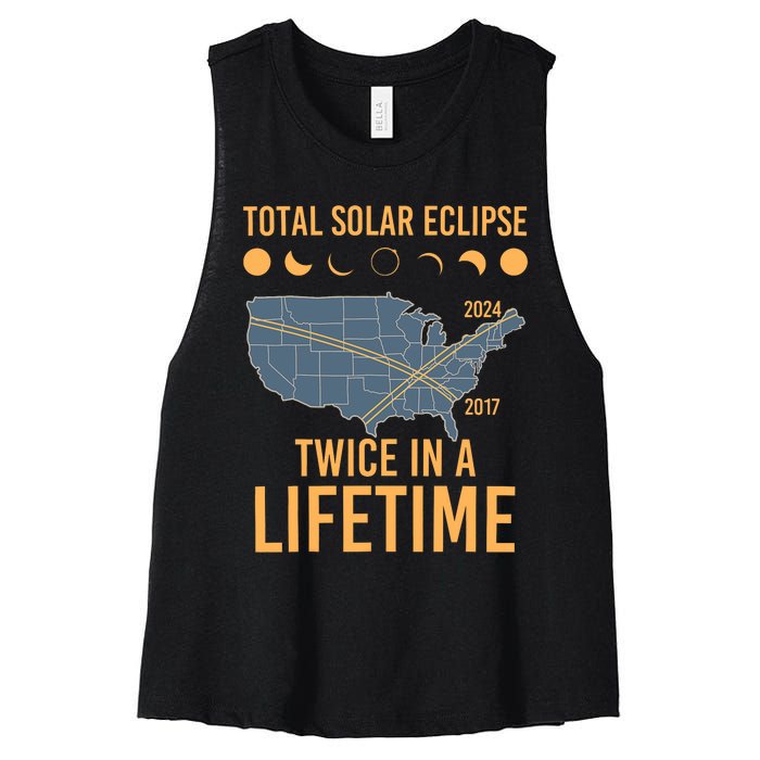 Twice In A Lifetime Solar Eclipse 2024 Total Eclipse Women's Racerback Cropped Tank