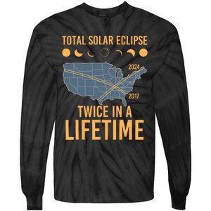 Twice In A Lifetime Solar Eclipse 2024 Total Eclipse Tie-Dye Long Sleeve Shirt