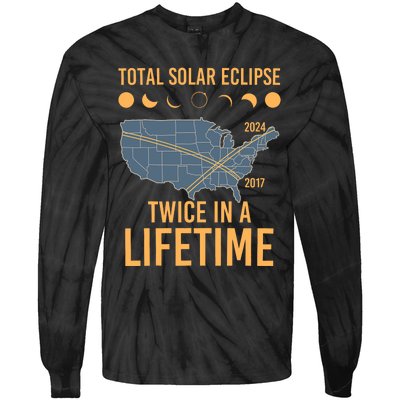 Twice In A Lifetime Solar Eclipse 2024 Total Eclipse Tie-Dye Long Sleeve Shirt