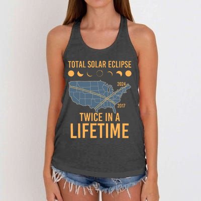 Twice In A Lifetime Solar Eclipse 2024 Total Eclipse Women's Knotted Racerback Tank