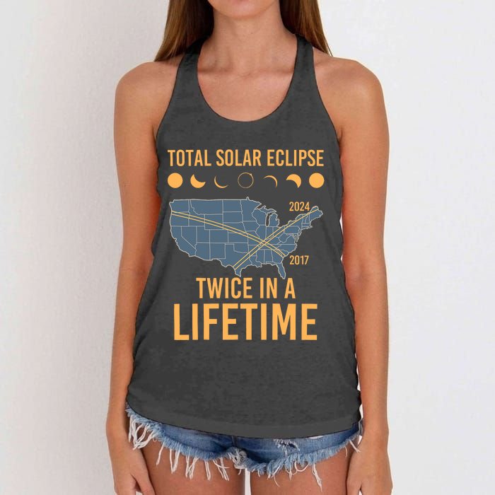 Twice In A Lifetime Solar Eclipse 2024 Total Eclipse Women's Knotted Racerback Tank