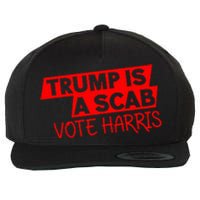 Trump Is A Scab Vote Harris 2024 Wool Snapback Cap