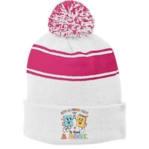 Teacher Its A Good Day To Read A Book Stripe Pom Pom Beanie