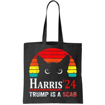 Trump Is A Scab Vote Harris Valz Cat Lady Tote Bag