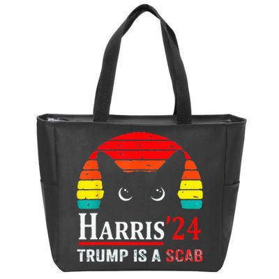 Trump Is A Scab Vote Harris Valz Cat Lady Zip Tote Bag