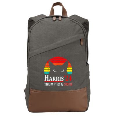 Trump Is A Scab Vote Harris Valz Cat Lady Cotton Canvas Backpack