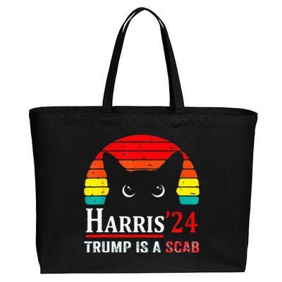 Trump Is A Scab Vote Harris Valz Cat Lady Cotton Canvas Jumbo Tote