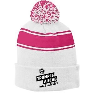 Trump Is A Scab Stripe Pom Pom Beanie