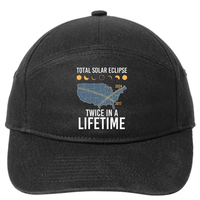 Twice In A Lifetime Solar Eclipse 2024 Total Eclipse 7-Panel Snapback Hat