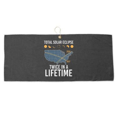 Twice In A Lifetime Solar Eclipse 2024 Total Eclipse Large Microfiber Waffle Golf Towel