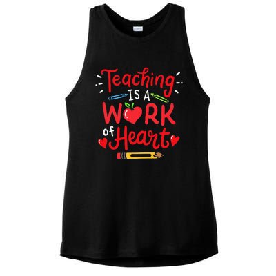 Teaching Is A Work Of Heart Valentine's Day Teacher Costume Ladies PosiCharge Tri-Blend Wicking Tank