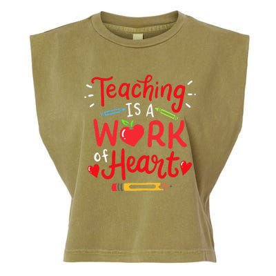 Teaching Is A Work Of Heart Valentine's Day Teacher Costume Garment-Dyed Women's Muscle Tee