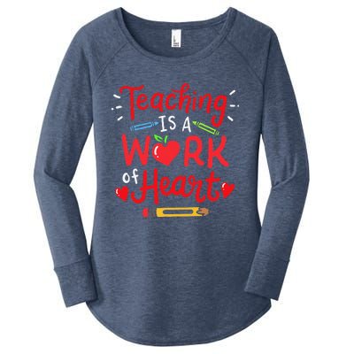 Teaching Is A Work Of Heart Valentine's Day Teacher Costume Women's Perfect Tri Tunic Long Sleeve Shirt