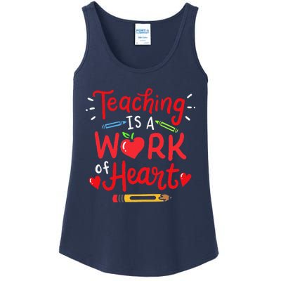 Teaching Is A Work Of Heart Valentine's Day Teacher Costume Ladies Essential Tank