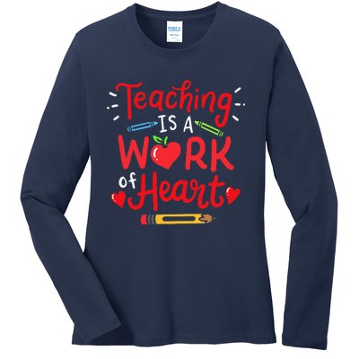 Teaching Is A Work Of Heart Valentine's Day Teacher Costume Ladies Long Sleeve Shirt