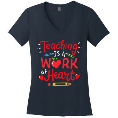 Teaching Is A Work Of Heart Valentine's Day Teacher Costume Women's V-Neck T-Shirt