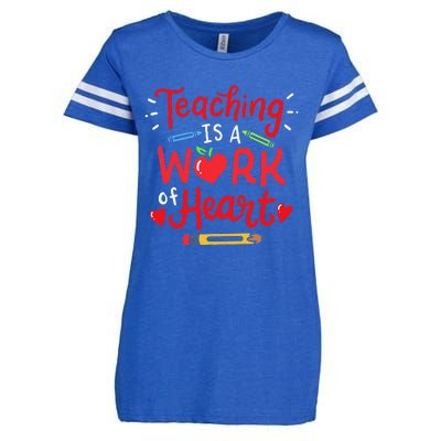 Teaching Is A Work Of Heart Valentine's Day Teacher Costume Enza Ladies Jersey Football T-Shirt