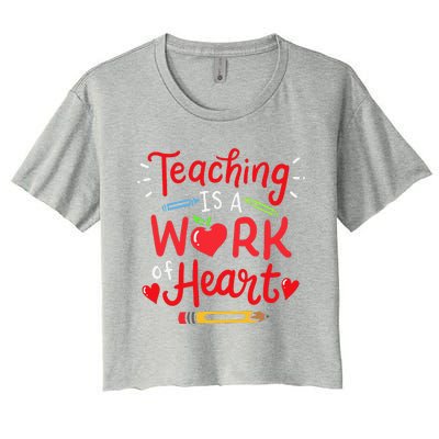 Teaching Is A Work Of Heart Valentine's Day Teacher Costume Women's Crop Top Tee