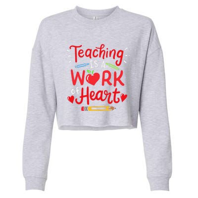 Teaching Is A Work Of Heart Valentine's Day Teacher Costume Cropped Pullover Crew