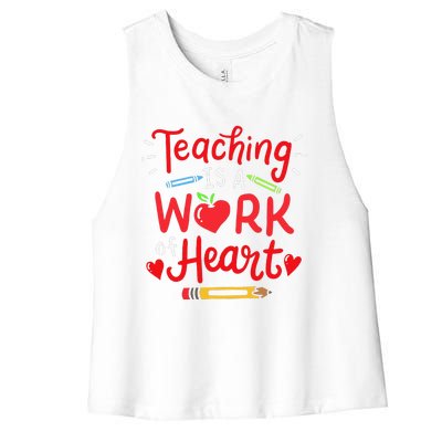 Teaching Is A Work Of Heart Valentine's Day Teacher Costume Women's Racerback Cropped Tank