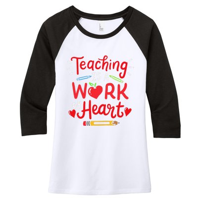 Teaching Is A Work Of Heart Valentine's Day Teacher Costume Women's Tri-Blend 3/4-Sleeve Raglan Shirt