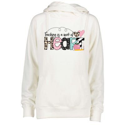 Teaching Is A Work Of Heart Womens Funnel Neck Pullover Hood