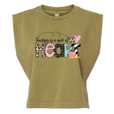 Teaching Is A Work Of Heart Garment-Dyed Women's Muscle Tee