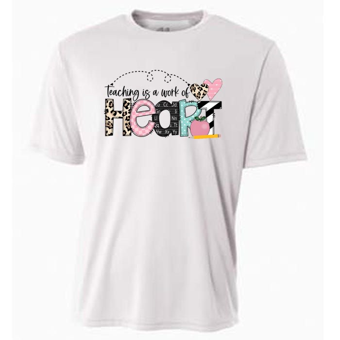 Teaching Is A Work Of Heart Cooling Performance Crew T-Shirt