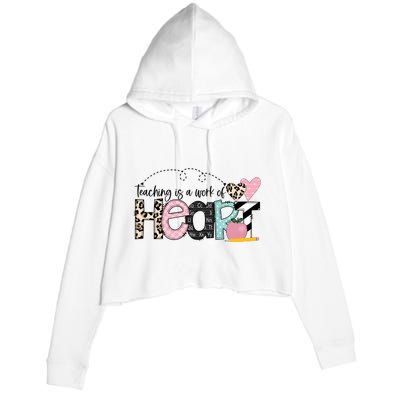 Teaching Is A Work Of Heart Crop Fleece Hoodie