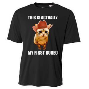 This Is Actually My First Rodeo Cowboy Cat Meme Cooling Performance Crew T-Shirt