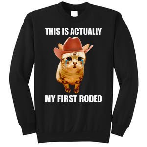 This Is Actually My First Rodeo Cowboy Cat Meme Sweatshirt