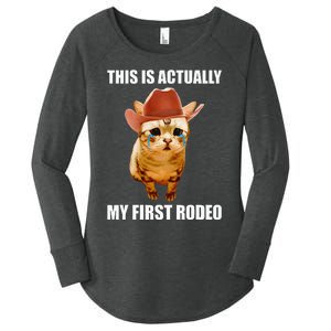 This Is Actually My First Rodeo Cowboy Cat Meme Women's Perfect Tri Tunic Long Sleeve Shirt