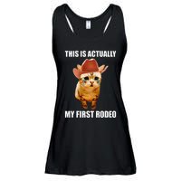 This Is Actually My First Rodeo Cowboy Cat Meme Ladies Essential Flowy Tank