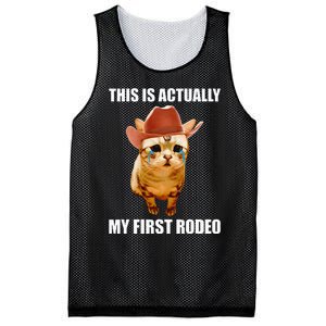 This Is Actually My First Rodeo Cowboy Cat Meme Mesh Reversible Basketball Jersey Tank