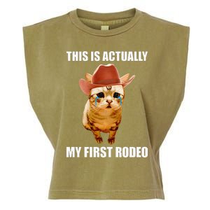 This Is Actually My First Rodeo Cowboy Cat Meme Garment-Dyed Women's Muscle Tee