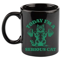 Today IM A Serious Cat Lifting Weights Gym Fitness 11oz C Handle Ceramic Mug