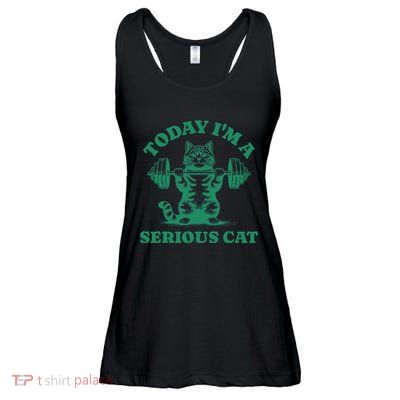 Today IM A Serious Cat Lifting Weights Gym Fitness Ladies Essential Flowy Tank