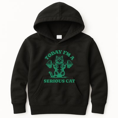 Today IM A Serious Cat Lifting Weights Gym Fitness Kids Hoodie