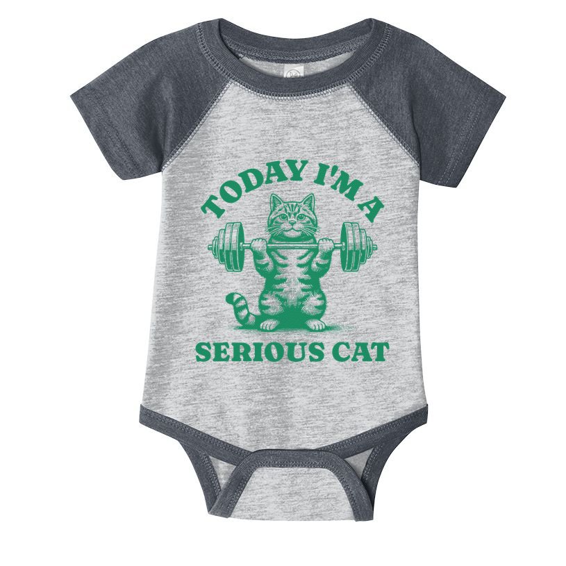 Today IM A Serious Cat Lifting Weights Gym Fitness Infant Baby Jersey Bodysuit