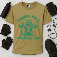 Today IM A Serious Cat Lifting Weights Gym Fitness Cooling Performance Crew T-Shirt