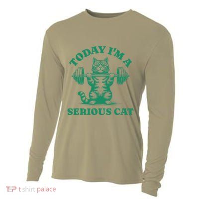 Today IM A Serious Cat Lifting Weights Gym Fitness Cooling Performance Long Sleeve Crew