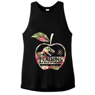 Teaching Is A Walk In The Park Funny Teacher Dinosaur Ladies PosiCharge Tri-Blend Wicking Tank